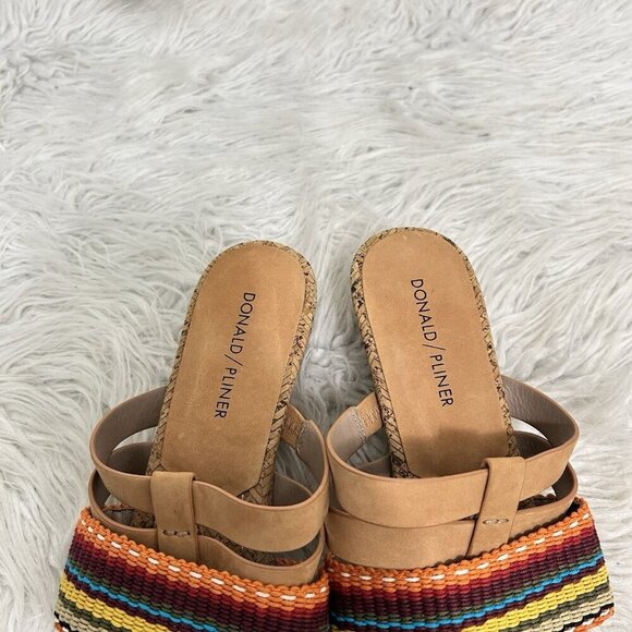 Donald J Pliner Rainbow Striped DARA Cork Wedge Sandal, Multi-Color Size 9M - Picture 9 of 10